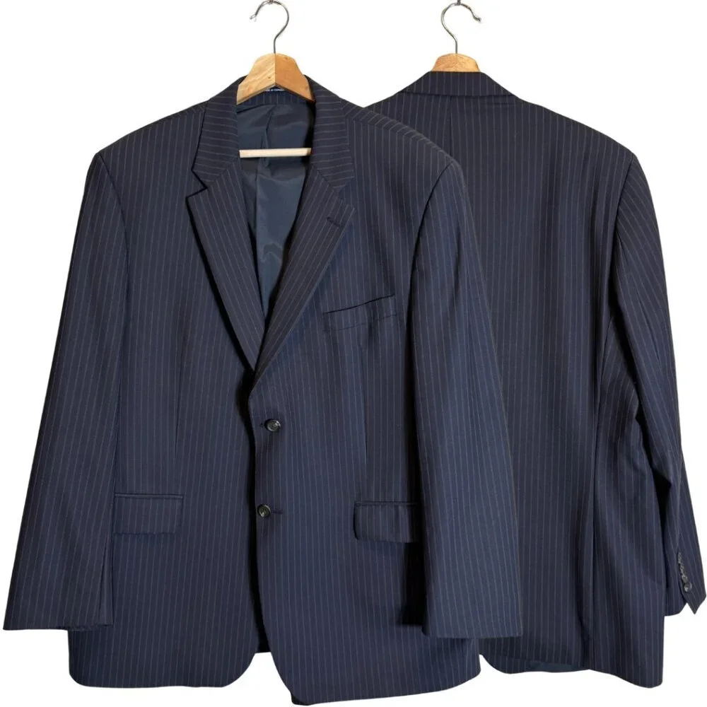 Ralph Lauren Pinstripe Wool Sport Coat Dinner Jacket Blazer Men's 46R* Black